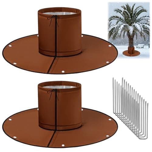 Detachable Palm Tree Root Protector Winter Tree Root Frost Covers with Ground Nails 3 Layers Thermal Plant Cover Protector with Drawstring for Outdoor Cold Weather Plants Root 1 Brown