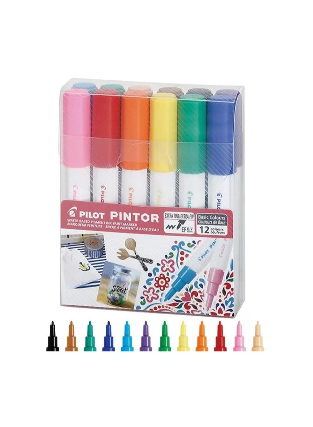 Pilot Pintor Water Based Paint Markers Set of 12 Extra Fine 0.7.mm