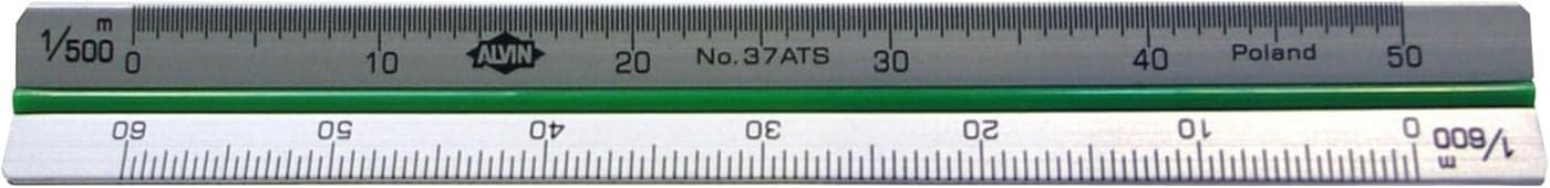 Alvin 37ATS Mini Aluminum Metric Triangular Scale 10cm 1100 1200 1300 1400 1500 1600 Graduations