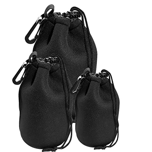 Lens Pouch Set 3Pack Replacement Compatible for Canon, Nikon, Sony, Pentax, Olympus (Small, Medium, Large)