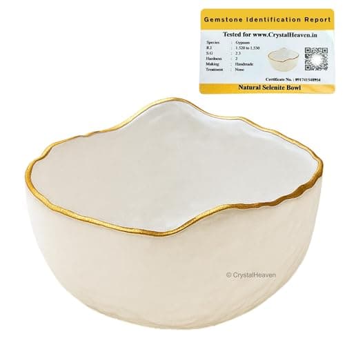 Crystal Heaven Money Bowl - Selenite Money Magnet Bowls for Puja, Meditation, and Spiritual Rituals, Handcrafted Elegant Design, Ideal for Attracting Prosperity and Enhancing Spiritual Energy (Bowl)