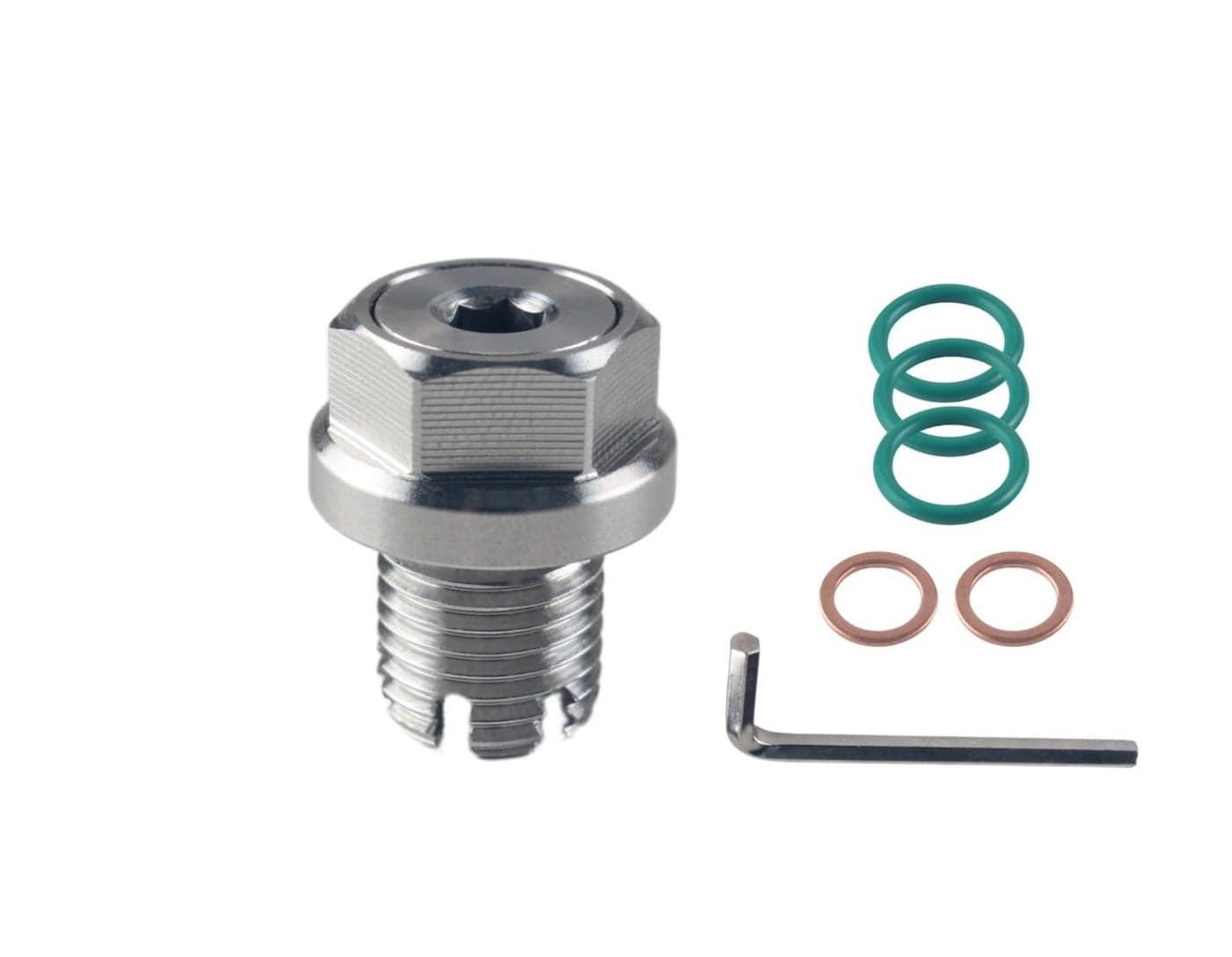 DEWHEL Stainless Steel M14115 x 15mm Oversize Piggyback Oil Drain Plug Self Tapping Oil Pan Thread Repair Kit WOring and Hexagonal Wrench