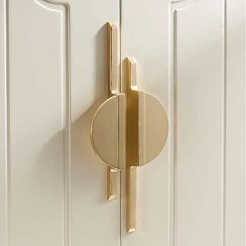 Myxekllo Brushed Gold Drawer Pulls Half Moon Drawer Pulls, 2.5 inch(64mm) Hole to Hole Semi Circle Cabinet Pull Handles for Kitchen Cabinet Cupboard Dresser, 2 Pack