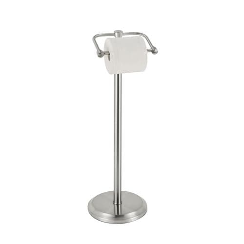 SunnyPoint Free Standing Toilet Paper Holder with Weighted Base, Bathroom Tissue Roll Stand, Holds Jumbo & Standard Rolls, Freestanding Toilet Paper Stand for Bathroom, Compact Storage Organizer (S.N)