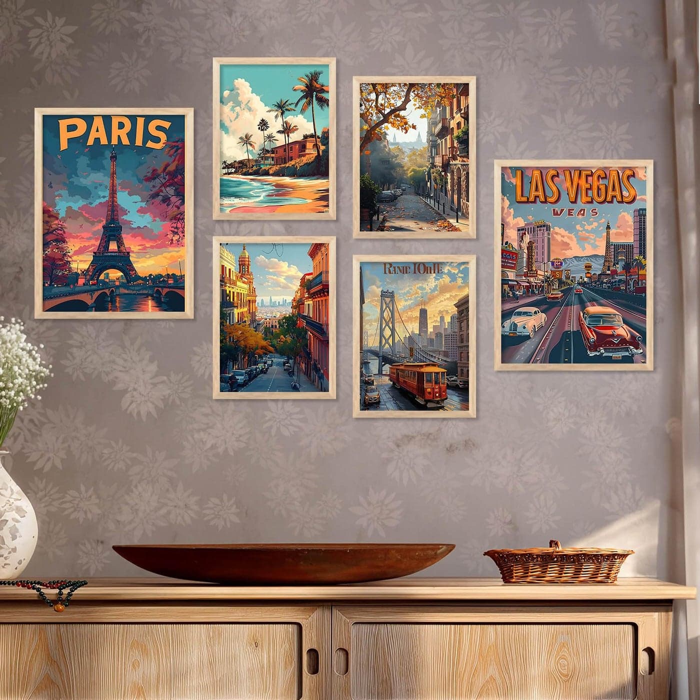 walllane City View Wall Paintings For Wall Hanging City View Wall Poster With Frames For Wall Decor Living Room C