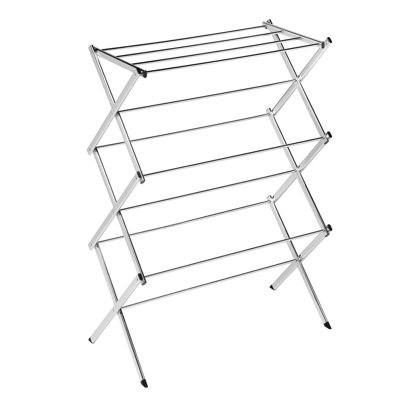 HoneyCanDo Commercial Accordion Wood Drying Rack Chrome for Storage