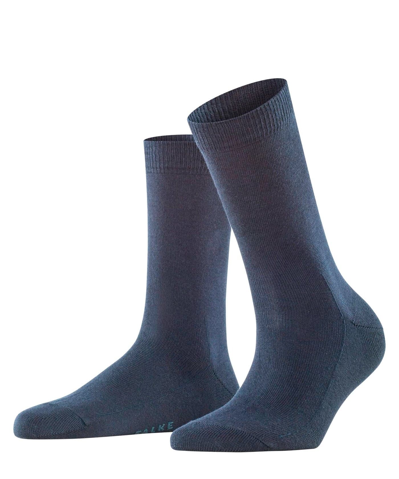 FALKE Women's Softmerino Socks, Light, Merino Wool Cotton, Crew Length, Classic Trouser Socks, Trendy Work Clothing, Blue (Dark Navy 6379), 9.5-10.5, 1 Pair