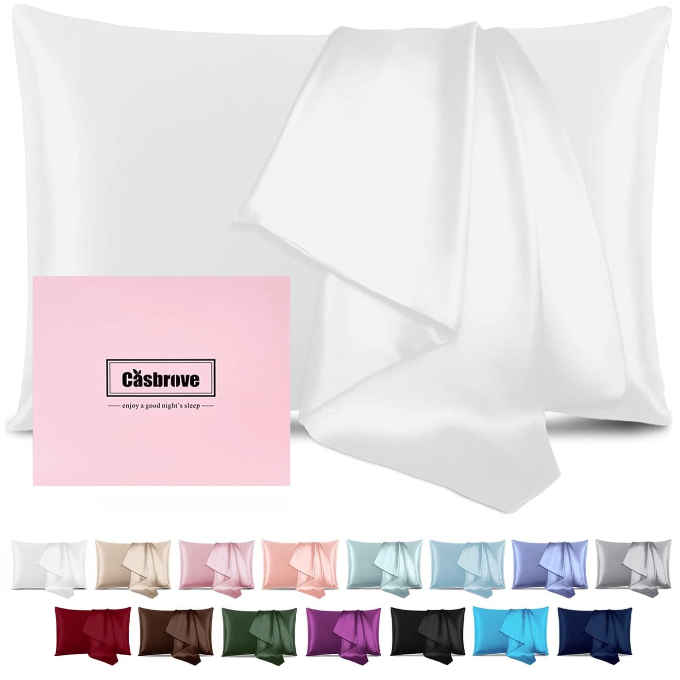 Silk Pillow Cases for Hair and Skin Mulberry Silk Pillowcase Soft Both Sided Natural Silk Pillow Cases with Zipper Beauty Sleep Pillowcase 1 Pack for Gift Standard White