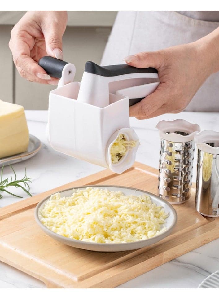 3-In-1 Rotary Cheese Grater Shredder - Foldable Multi-Function Kitchen Tool With Hand Crank, Rotary Cheese Grater, ABS Material Easy Clean Design,Compact Space Saving Grater , For Cheese, Nuts, Vegetables, Chocolate, 16.5*14*10cm