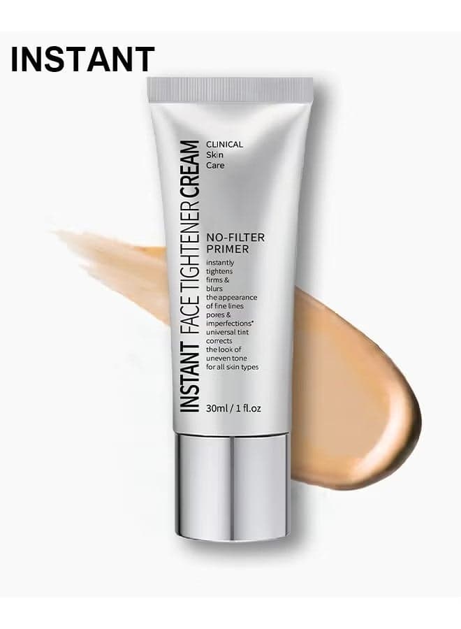 Instant Face Tightener Cream, Freedomglee Face Tightener No-Filter Primer, Instant Face Tightener Primer, Skin Tightener Face Primer For Makeup, Blurring For Before Makeup, Shine Control, 30ML