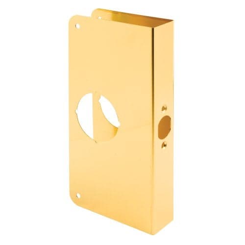 Prime-Line U 9549 Brass Lock and Door Reinforcement Plate for 1-3/8 In. Thick Doors, Brass Finish (Single Pack)