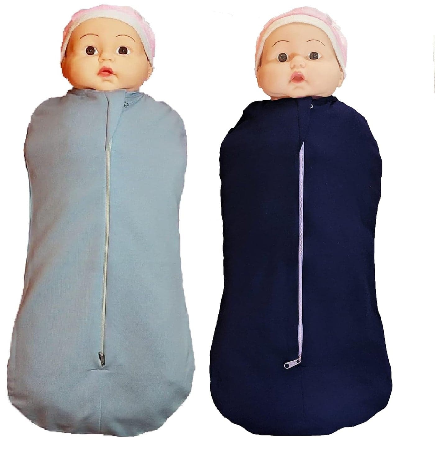 MammaChamp Infant Sleeping Bag and SackPodZipper SwaddleWrapBlanketsfor New Born Baby GreyBlue PK2