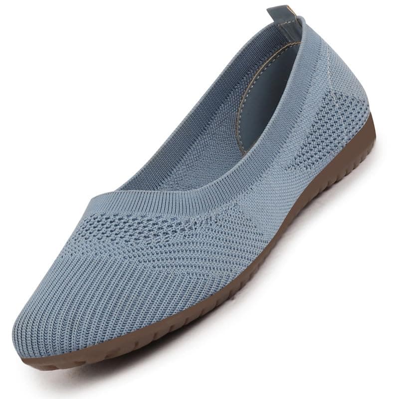 FAUSTO FST KI-59 SKY-41 Women's Sky Blue Athleisure Active Wear Knitted Soft Fabric Slip On Flat Ballerina Shoes for Walking (8 UK)