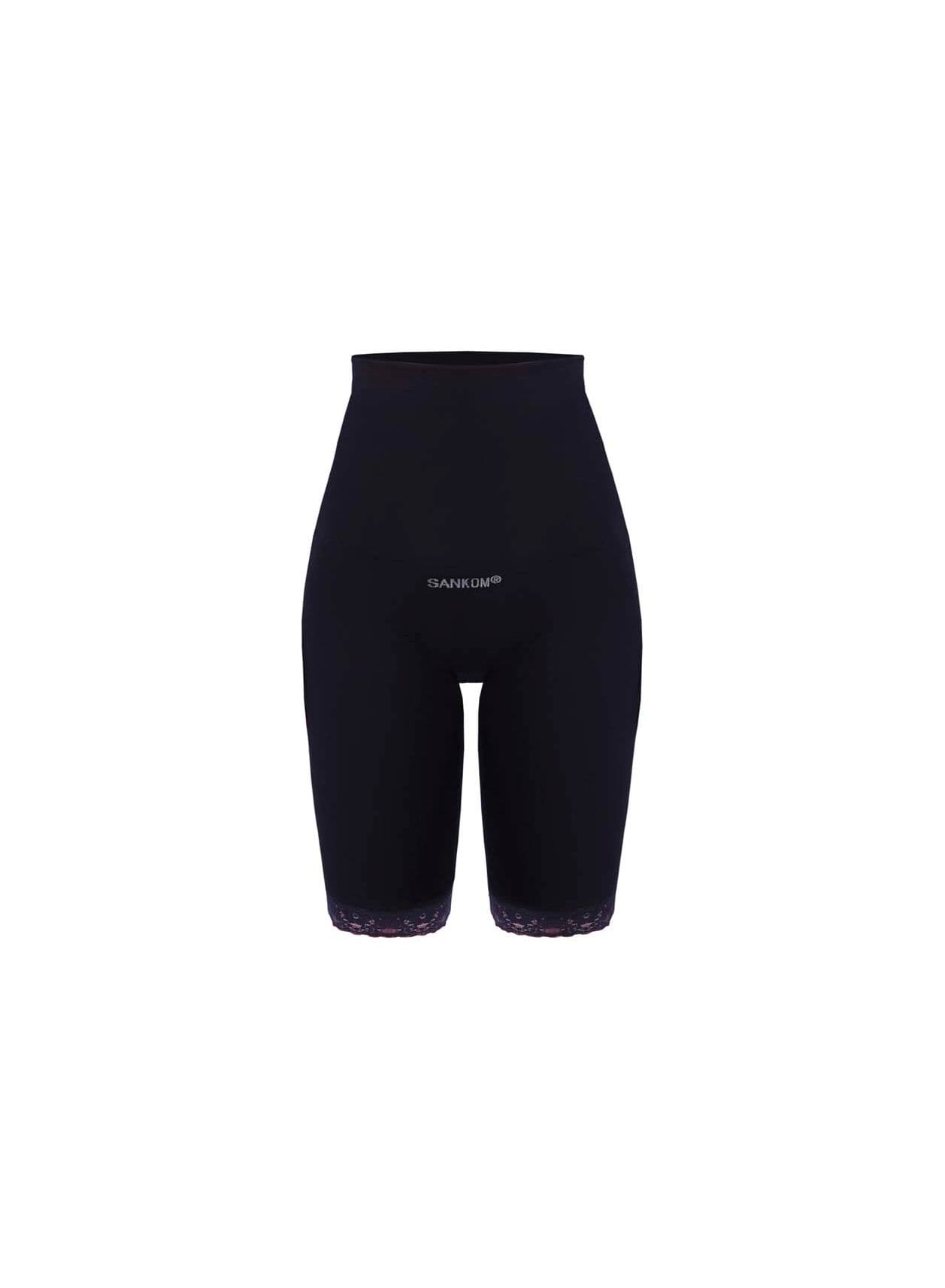 Sankom - Patent Short Shaper with Lace, Black S/M