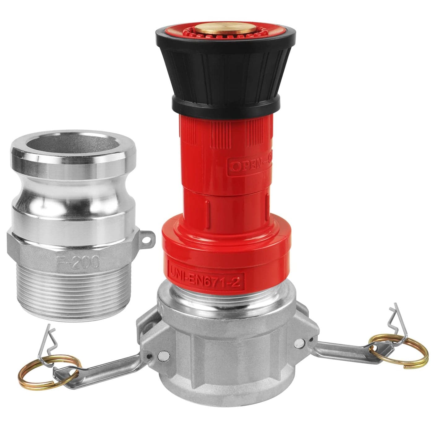 NOVINO Fire Hose Nozzle2 inch NPSH HeavyDuty Industrial Fire Hose Constant Flow Fog Nozzle with 2pcs 2 Aluminum Camlock Fitting Coupling Equipment