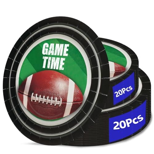 Aixuler 40pcs Football Party Paper Plates Set Disposable Sports Party Food Dinner Dessert Plate Birthday Tableware Decorations Favors, Including 20pcs 9" and 20pcs 7" Plates for Football Theme Plate
