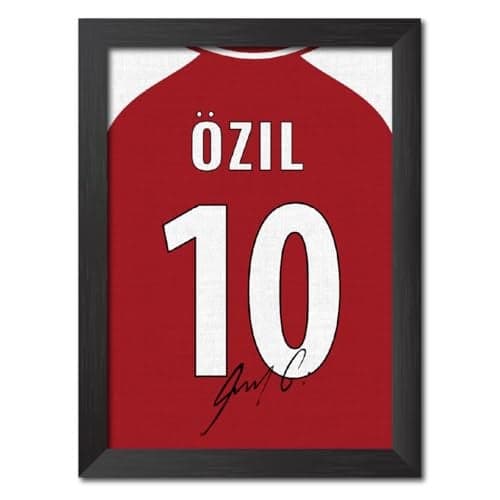 TenorArts Mesut Ozil Poster Frame Arsenal Jersey Laminated Photo Print with Signature Framed Painting with Matt Finish Black Texture (12 inches x 9inches)