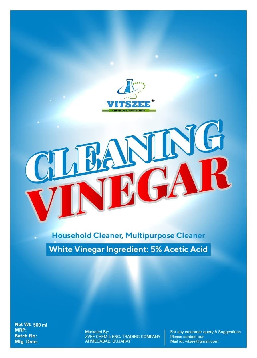 VITSZEE White cleaning distilled Vinegar 500ml for Household Surface Cleaning, Glass, Stainless Steel, Ceramic, Vegetables fruits, Lime Scale Remover/Odor Removal in Fridge/Dishwasher