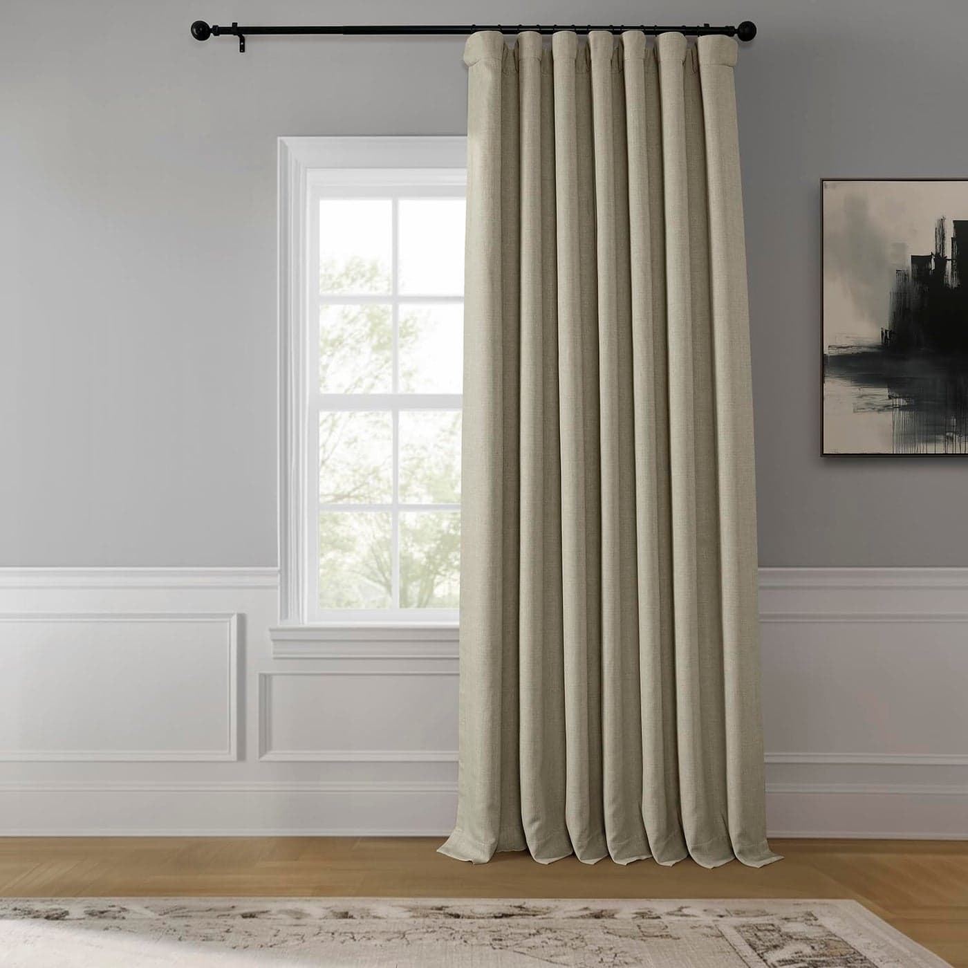 HPD Half Price Drapes Faux Linen Curtains for Living Room 1 Panel 100W X 84L Extra Wide Textured Room Darkening Curtains for Bedroom 84 Inches Long Drapes for Home Decor Oatmeal