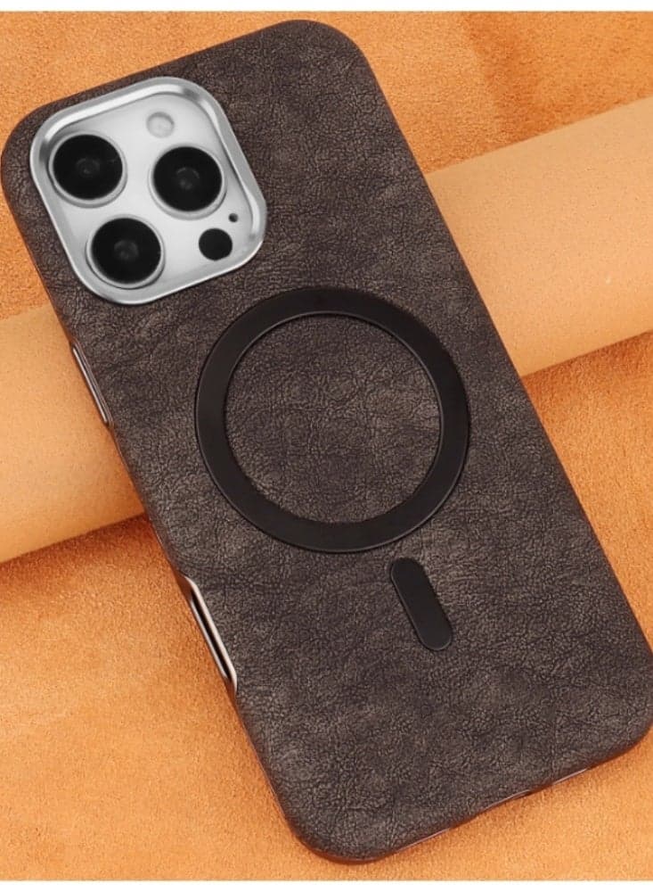 Leather Magnetic Phone Case With All Inclusive Anti Drop Protective Cover, Black Suitable For iPhone 16 pro