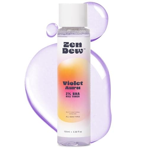 Zen Dew Violet Aura 2 BHA Exfoliating Toner with Salicylic Acid for Sensitive Skin Gentle Hydrating Formula 2 Niacinamide Rice Extract Azulene Glass Skin Smoother Texture Barrier Support