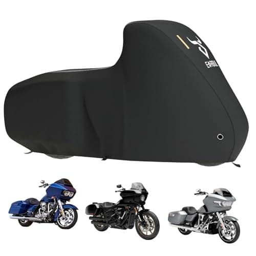 EVRBUL Motorcycle Cover Heavy Duty 420D Outdoor All Seasons Motorbike Sun Cover Protection Compatible with Harley Davidson Road Glide Custom Street Glide Low Rider and up to 98’’ Most Motorcycle