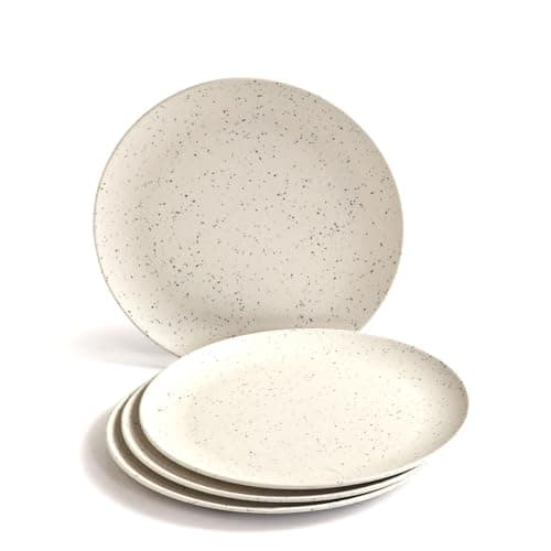 Red Butler Eco-Friendly Bamboo Fiber Plates | Set of 4 Dinner Plates (11-Inch) | Reusable and Stain Resistant | Sturdy Weight and Durable | Microwave & Dishwasher Safe | Classic Design