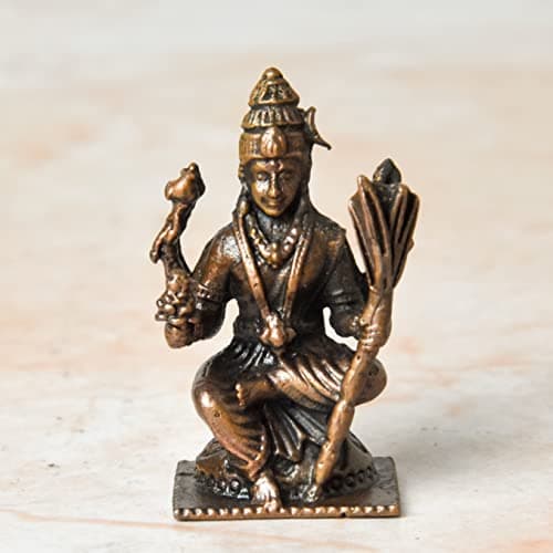 Copper Idols India Handmade Copper Rajarajeshwari Idol | 1.75 Inches | 40g | Patina Antique Finish | Devi Statue for Puja & Home Décor