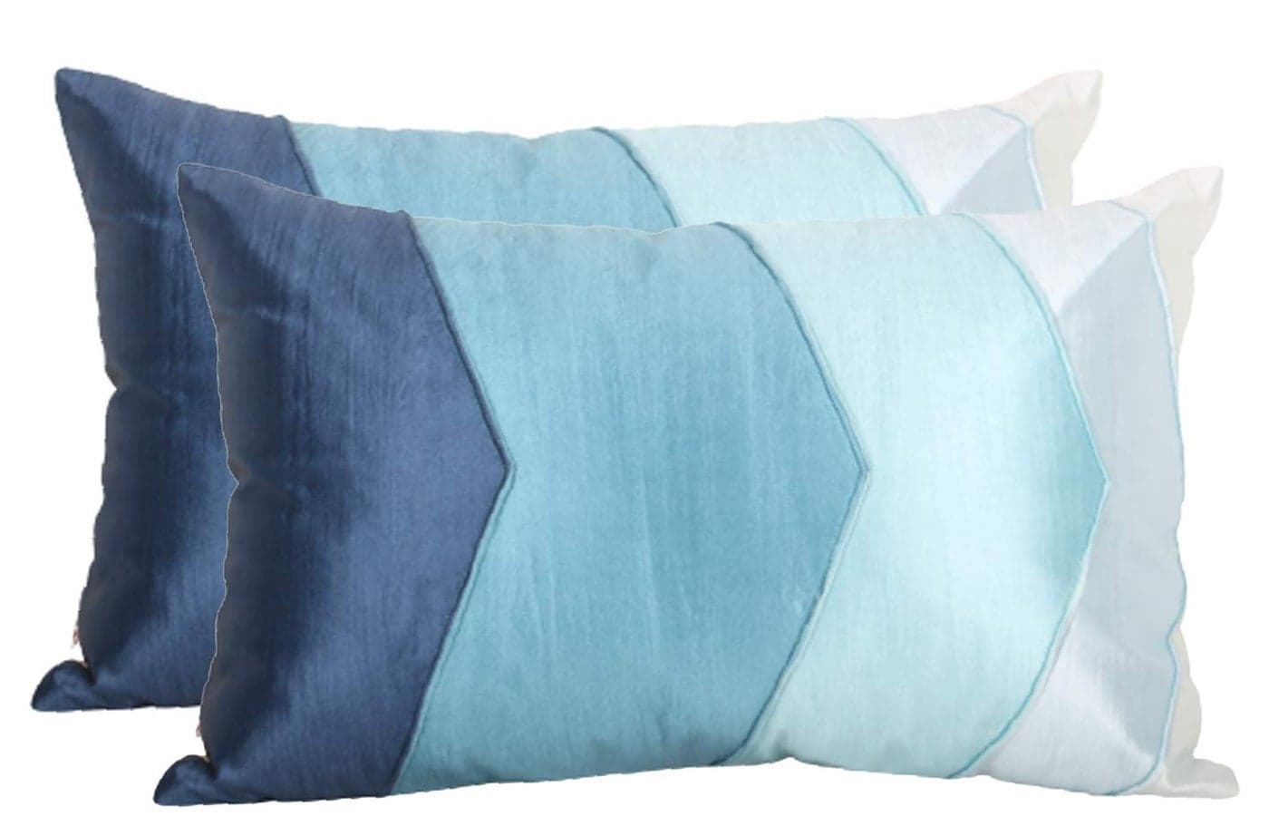 Home- The Best is for You Polyester Rectangular Striped Cushion Cover 12x18 Inch Pack of 2 (Blue)