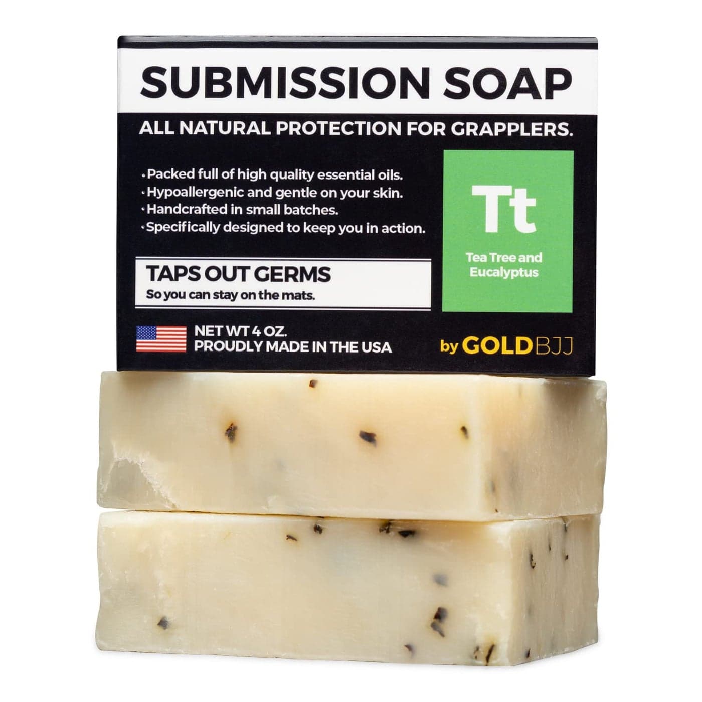 Premium Tea Tree Oil Soap USA Made Bar Soap for BJJ Jiu Jitsu Wrestling and Grappling 2Pack of 4 Ounce Soap Bars Classic Tea Tree