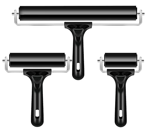 3 Pack Printmaking Brayers Premium Brayer Rollers for Crafting Hard Rubber Roller Brayers Vinyl Roller Ink Paint Brush for Wallpapers Stamping Gluing Application 24 4 79 Black