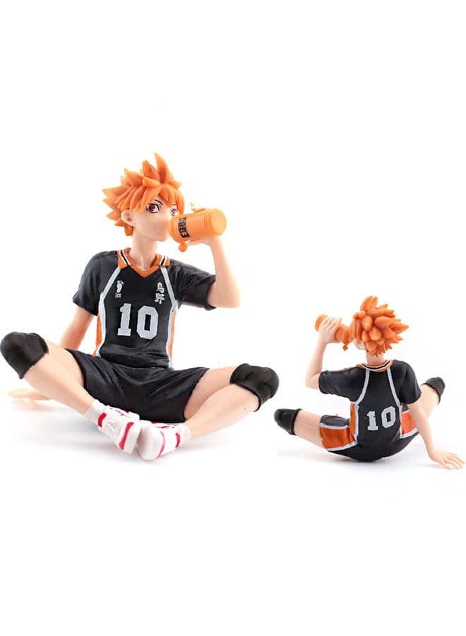 Haikyuu!! Sitting Pose Shoyo Hinata Action Figure Model , Cool Anime Collectible , Trendy Anime Statue Toy, Desktop Decor Figure Model Toy , Office Decor Figure , Car Ornament, Birthday Gift For Kids Boys and Girls, For Commemoration, Collection and Display, Orange/Black/Beige ,10 cm