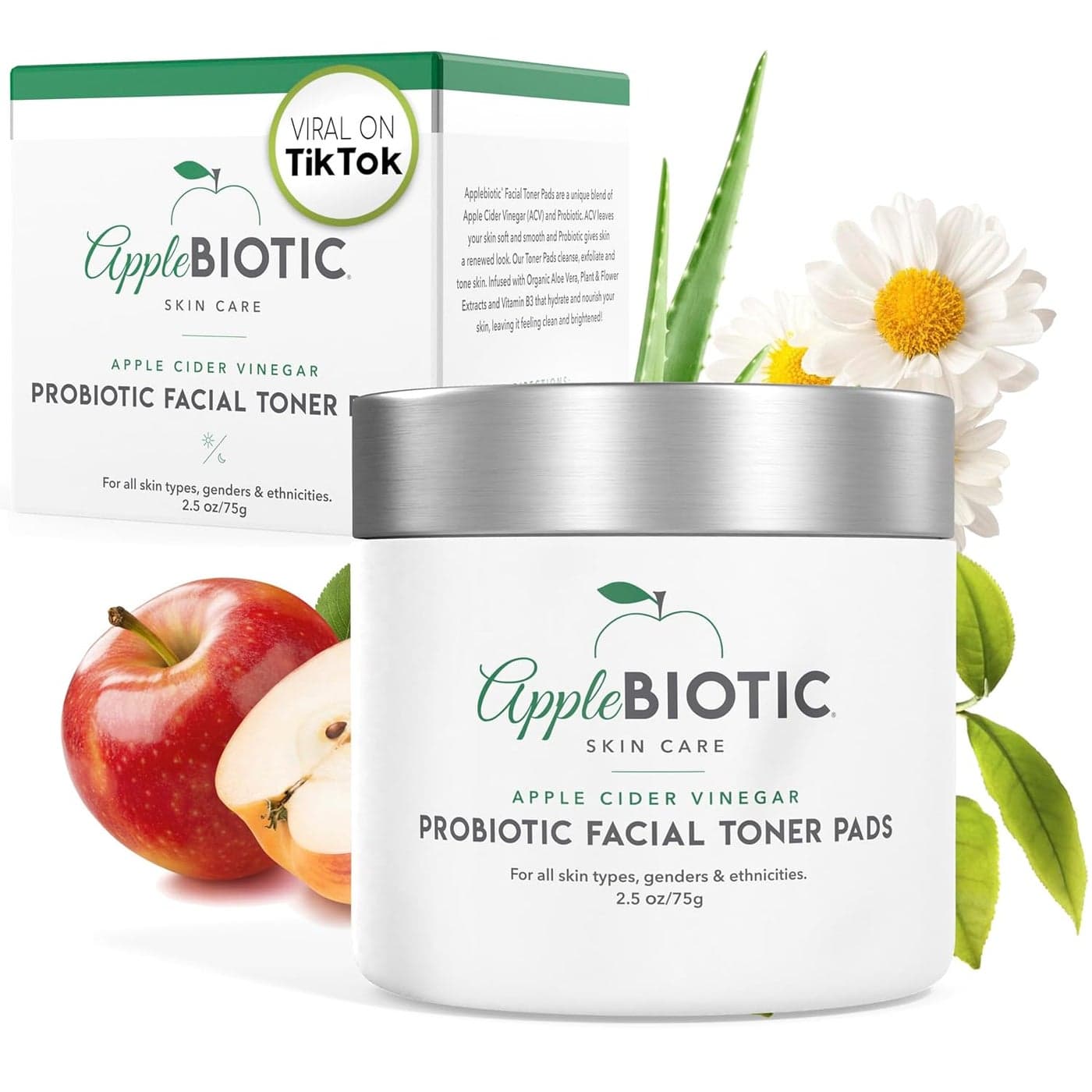 Toner Pads for Face Exfoliating Face Wipes for All Skin Types Apple Cider Vinegar Green Tea 60 Pads