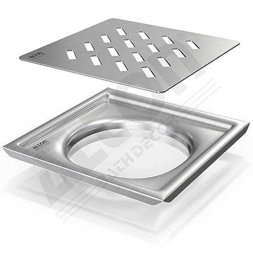 ALTON ALD1003, SS-304 Grade, 6x6 INCH Plain, Bathroom Grating Square Floor Drain Jali, Matte