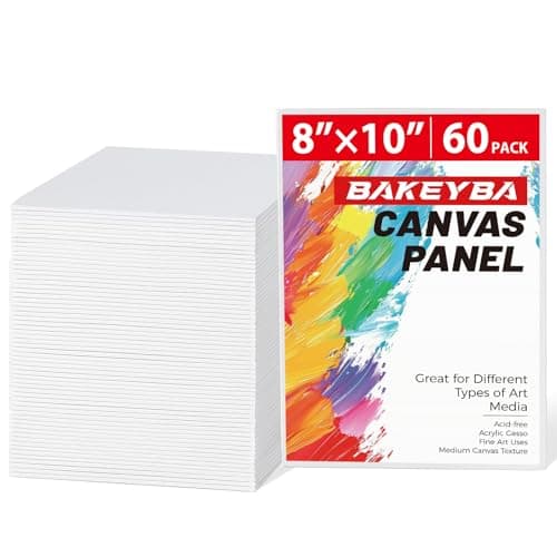 BAKEYBA Canvas Boards for Painting 60 Pack, 8x10 Inch Painting Canvas Panels, 100% Cotton White Blank Art Supplies for Acrylics Oil Watercolor Tempera Paints