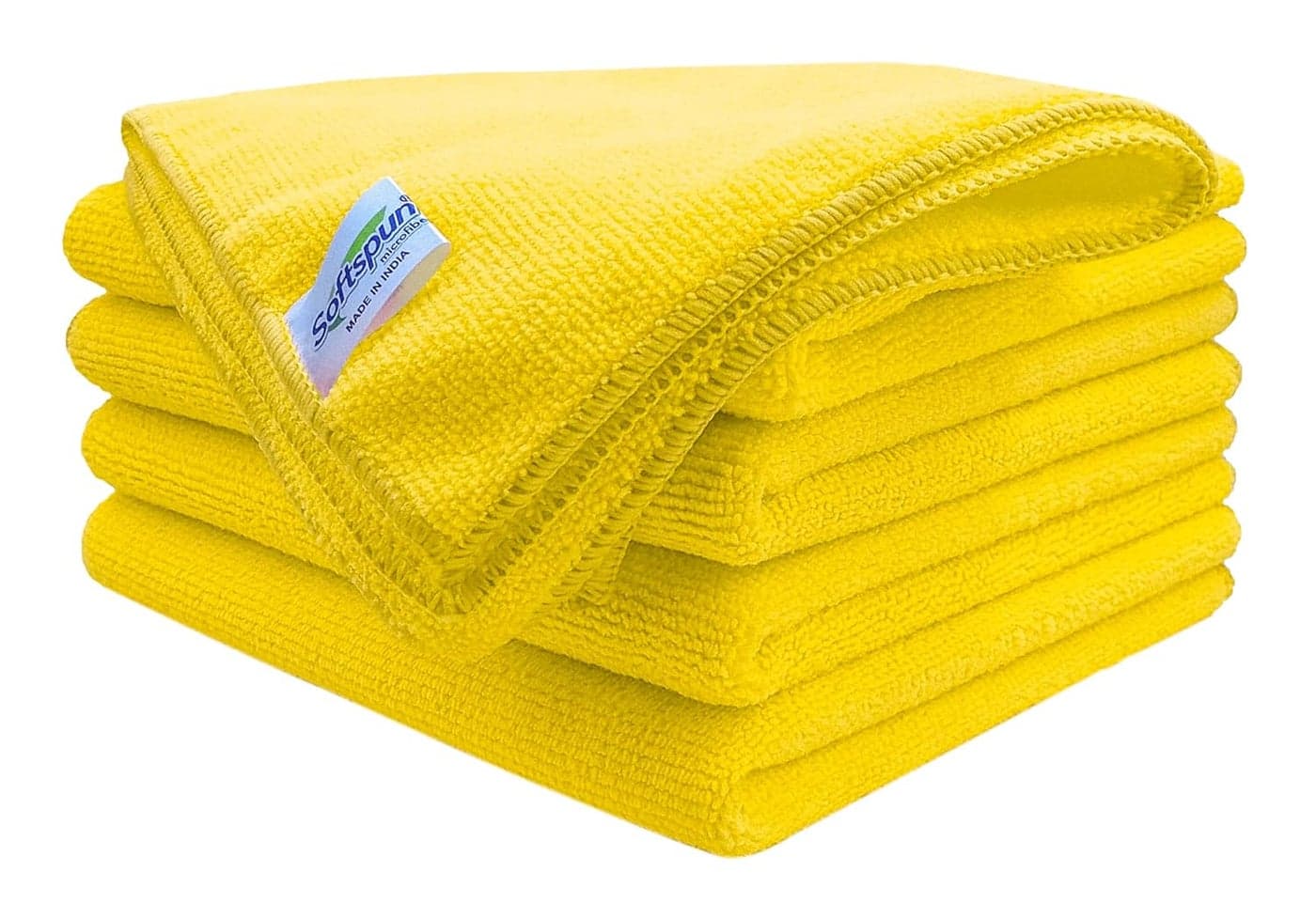 SOFTSPUN Microfiber Hair Face Care Towel Set of 5 Piece 40x60 Cms 340 GSM Yellow Super Soft Comfortable Quick Drying Ultra Absorbent in Large Size