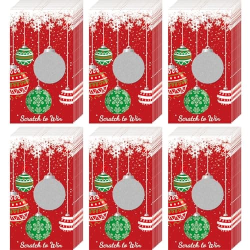 60 Pieces Christmas Scratch Off Cards Stickers Christmas Party Games Christmas Blank Gift Certificate for Festive Raffle Tickets 35 x 21 inch Christmas Christmas Ball Party Favors Games Supplies