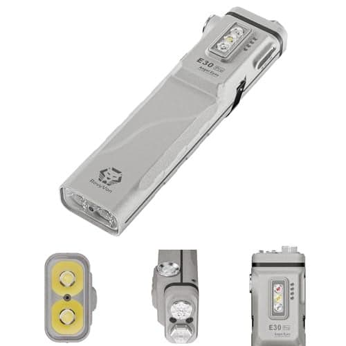 RovyVon E30 Pro Marble USB-C Rechargeable EDC Flashlight, Max 3500 Lumens Flat Flashlight with Proximity Sensor, Combo Switch Versatile Pocket Light for Everyday Carry/Emergency(365nm+Red+White)