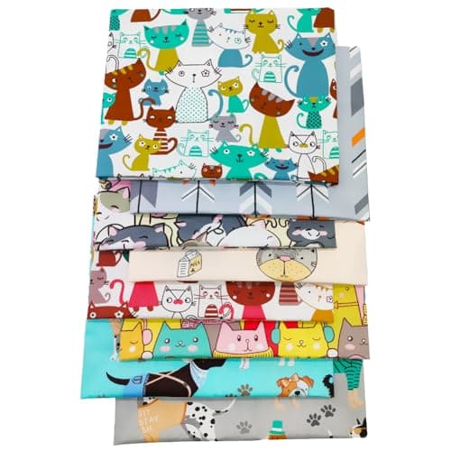 8 pcslot Fat Quarter Fabric Bundles 100 Cotton 1969 x 1969 50 x 50cm Cotton Fabric PreCut Squares Sheets for Patchwork Sewing Quilting Crafting Dog Cat Pattern