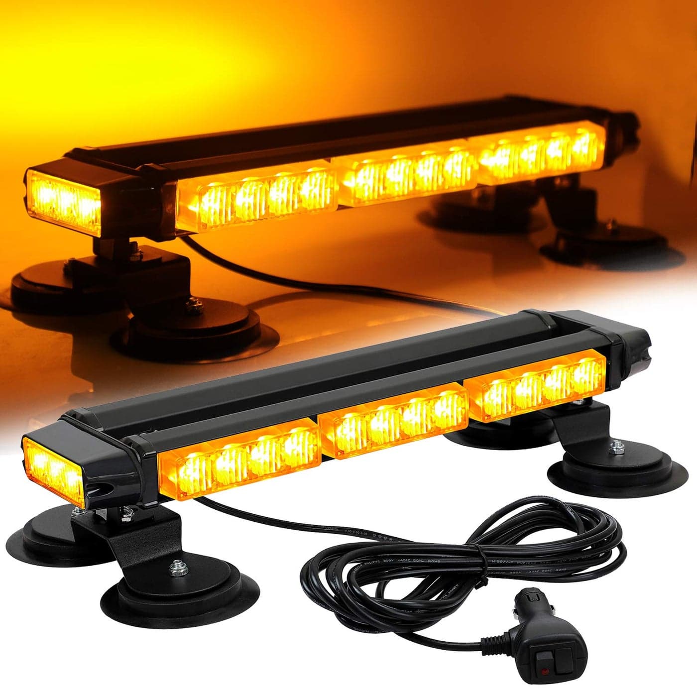 ASPL 168 Inch LED Strobe Flashing Light Bar 26 Flashing Modes High Intensity Emergency Hazard Warning Beacon Lights with Magnetic Base for Car Trucks Snow Plow Construction Vehicles Amber