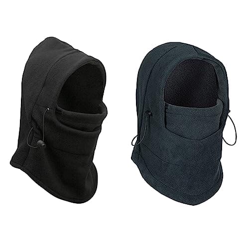 Navkar Crafts Men Thermal Warm Fleece Full Face Balaclava Mask, Head & Neck Cover Warmer Windproof Hooded Scarf Hat for Winter and Sports (Grey Black)