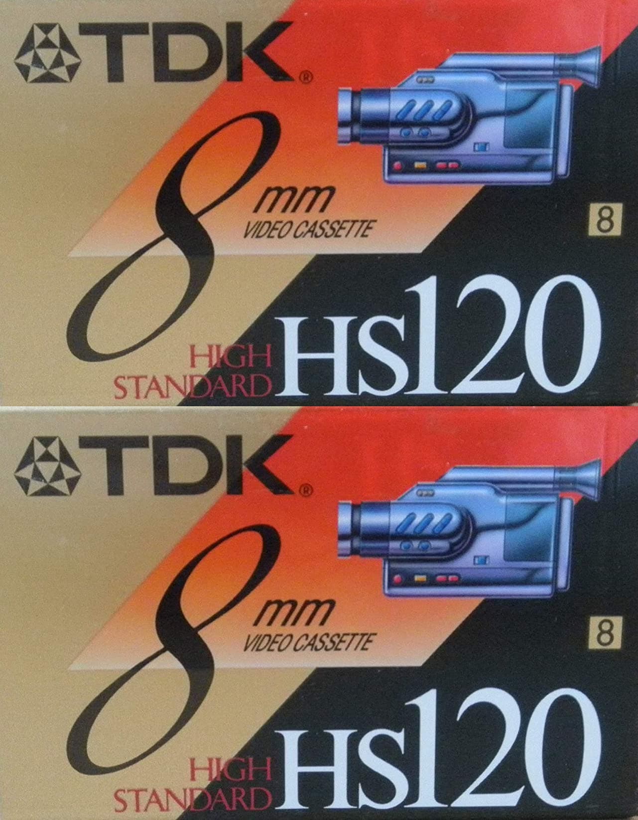 2 Pack TDK HS120 8mm High Standard Video Cassette Tape