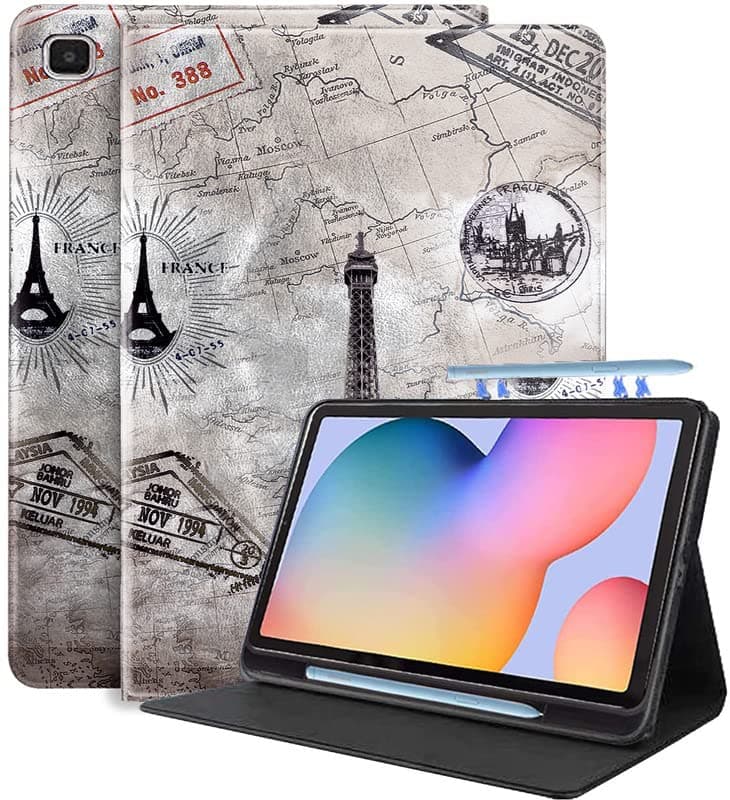 Robustrion Cover for Samsung Galaxy S6 Lite Tablet Cover 10.4 inch Flip Stand Case Cover for Samsung Tab S6 Lite Cover with S Pen Holder - Eiffel