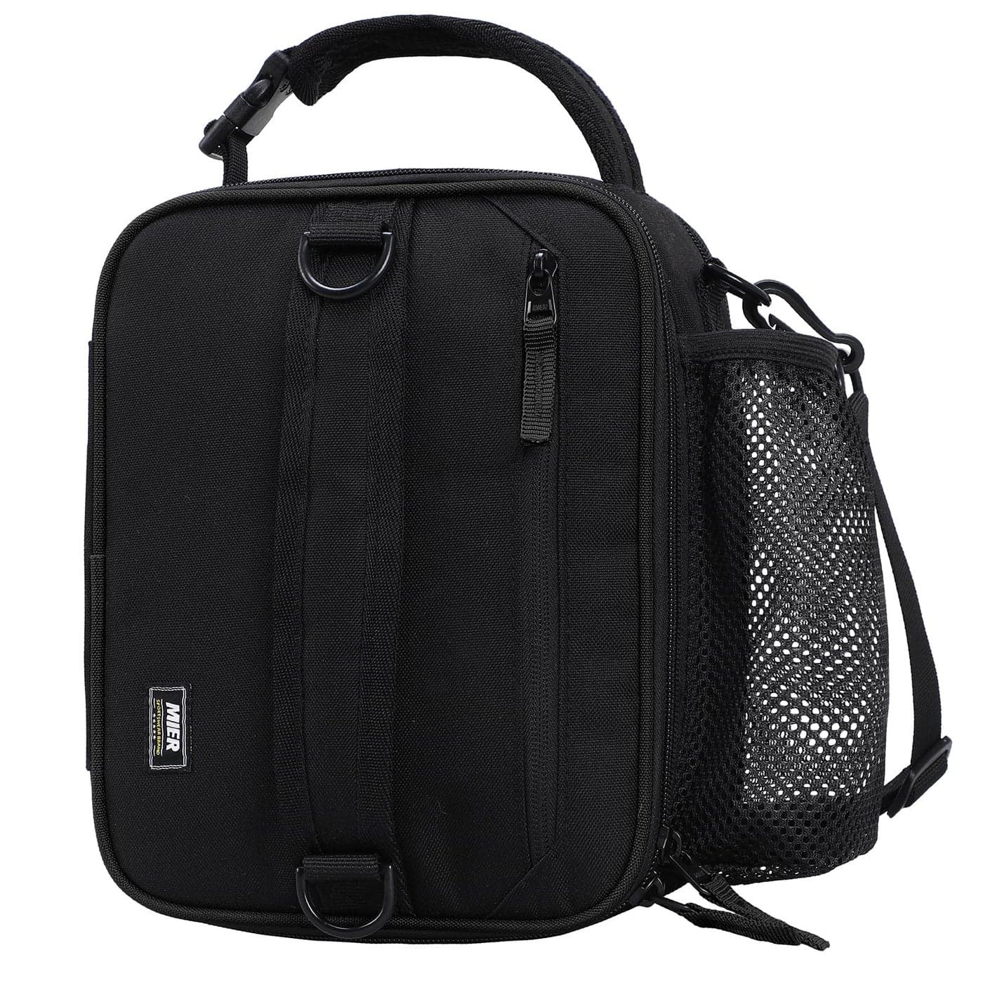 MIER Expandable Lunch Bag Insulated Lunch Box for Men to Work Travel Portable Lunchbox Bags with Shoulder Strap and Water Bottle Holder Black