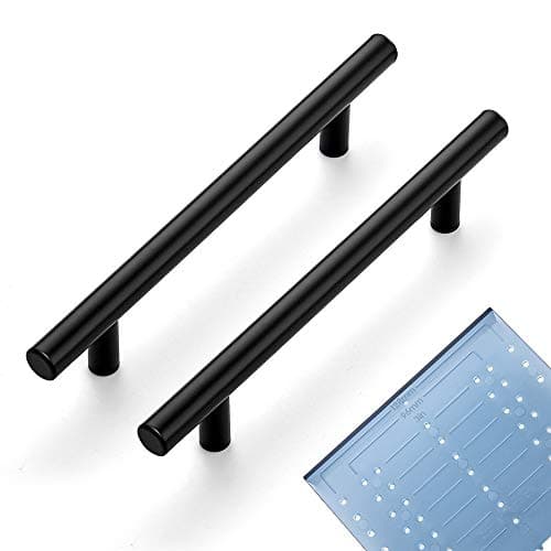 Ravinte 20 Pack | 7.38'' Cabinet Pulls Matte Black Stainless Steel Kitchen Drawer Pulls Cabinet Handles 7-3/8”Length, 5” Hole Center with Mounting Template