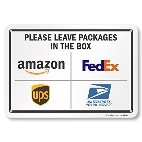 SmartSign 7 x 10 inch “Please Leave Packages In The Box” Delivery Instructions Sign with Pre-Cleared Holes, Digitally Printed, 55 mil HDPE Plastic, Multicolor, Made in USA