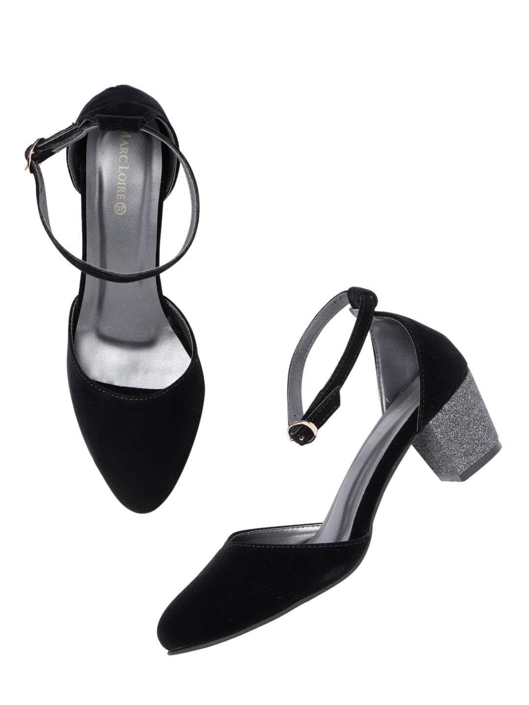 Marc Loire Women’s Pointed Toe Block Heel Fashion Sandals with Buckled Ankle Strap (Black I, UK Footwear Size System, Adult, Women, Numeric, Medium, 3)
