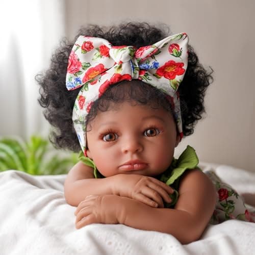 BABESIDE Black Reborn Baby Dolls 20 Inch Realistic Cute Soft Body Baby Doll Real Life Baby Dolls with Accessories for 3 Year Old Girls Gifts Pretend Play Collection