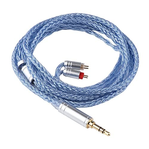 Linsoul Tripowin Zonie IEM Cable, 16 Core Silver Plated Earphone Upgraded Cords, 1.25m SPC in Ear Monitor Cable for 7hz Zero:2 Orchestra Lite Cadenza Hype4 Supermix4(2pin 0.78mm, 3.5mm)(Blue)