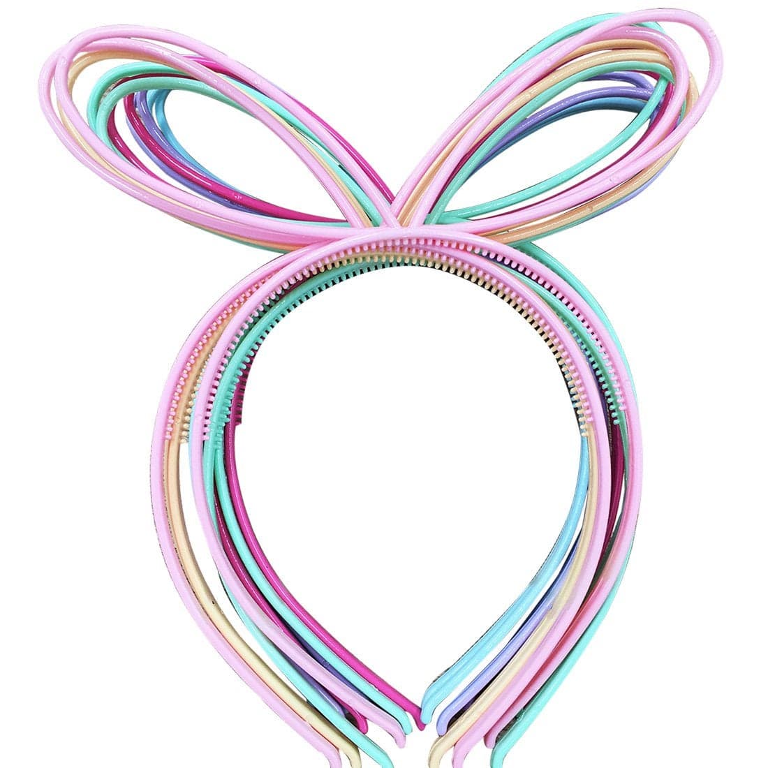 XIMA 12pcs Plastic Girls Headbands with Bunny Ears Bows and Party Hair Accessory SPRabbit Ear